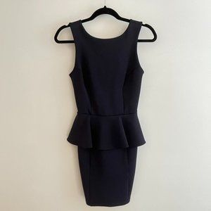 Topshop Ribbed Peplum Pencil Dress, Navy, size 2
